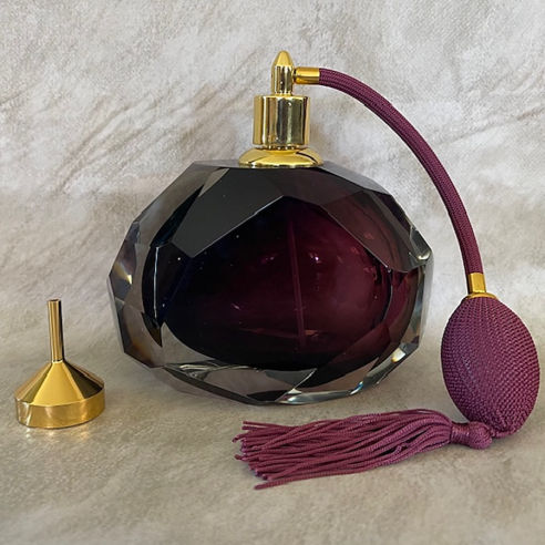Vaporisateur de parfum artisanal en cristal aubergine couleur dégradée  230ml