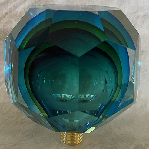 vaporisateur de parfum poire bleue verre artisanal à facettes 50ml envers
