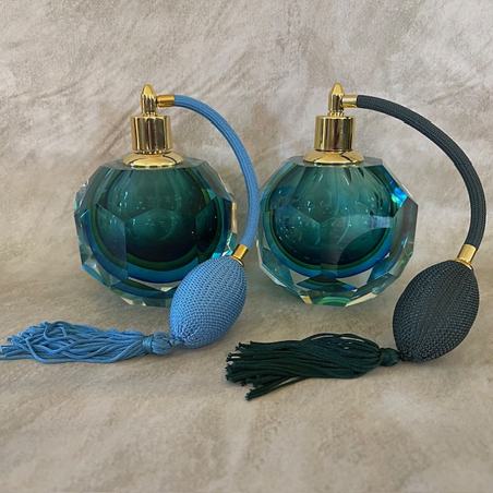 vaporisateur de parfum poire bleue verre artisanal à facettes 50ml groupé