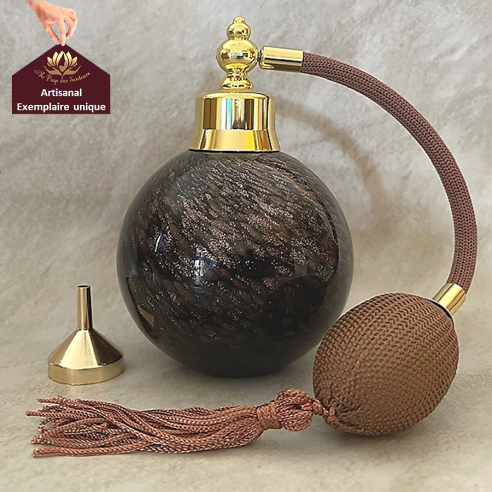 Vaporisateur de parfum poire artisanal boule marron or 170 ml