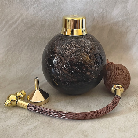 Vaporisateur de parfum poire artisanal boule marron or 170 ml ouvert