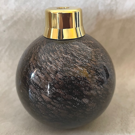 Vaporisateur de parfum poire artisanal boule marron or 170 ml droit