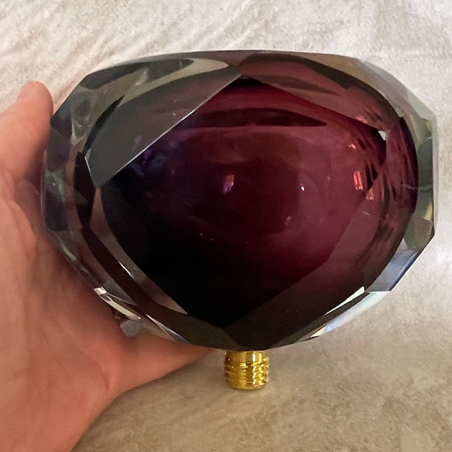 Vaporisateur de parfum poire aubergine artisanal en verre dégradé taillé dans la masse 230 ml envers