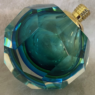 vaporisateur de parfum poire verre artisanal à facettes vert bleue 70 ml poire vaporisateur vert bouteille 2