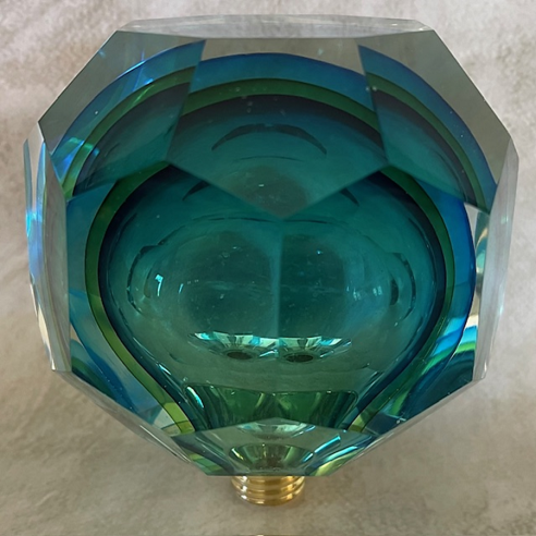 vaporisateur de parfum poire verre artisanal à facettes vert bleue 70 ml envers