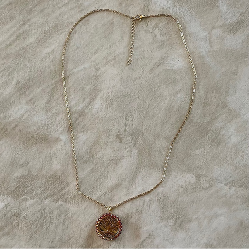 Collier pendentif diffuseur de parfum arbre de vie Cristal de Swarovski  acier inoxydable