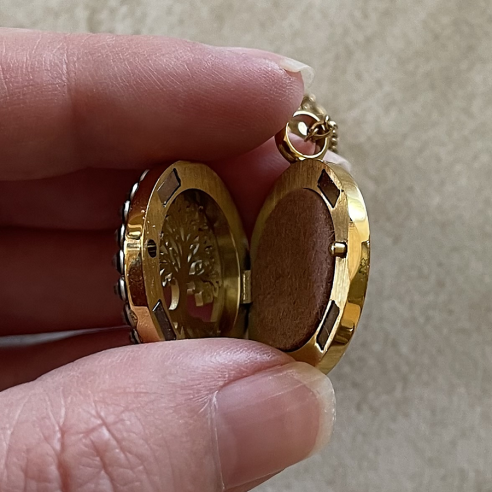 Collier pendentif diffuseur de parfum arbre de vie or Cristal de Swarovski  artisanal