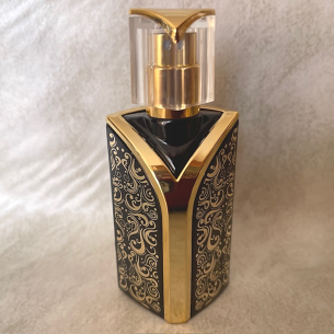 Vaporisateur de parfum buste motif cachemire noir et or