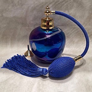 Vaporisateur de parfum artisanal en cristal iridescent poire bleue électrique 2