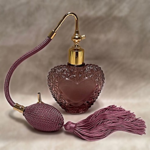 Vaporisateur de parfum cœur artisanal en cristal vieux rose Atomiseur poire 2 Vaporisateur de parfum cœur artisanal en cristal vieux rose Atomiseur poire 2