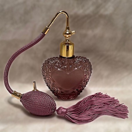 Vaporisateur de parfum cœur artisanal en cristal vieux rose Atomiseur poire 2