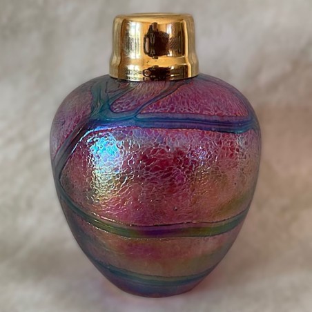 Vaporisateur de parfum poire artisanal boule irisé en cristal debout