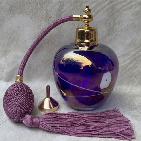 Vaporisateur de parfum artisanal en cristal iridescent poire vieux rose B Vaporisateur de parfum artisanal en cristal iridescent poire vieux rose B