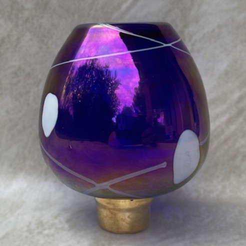 Vaporisateur de parfum artisanal en cristal iridescent poire vieux rose envers Vaporisateur de parfum artisanal en cristal iridescent poire vieux rose envers