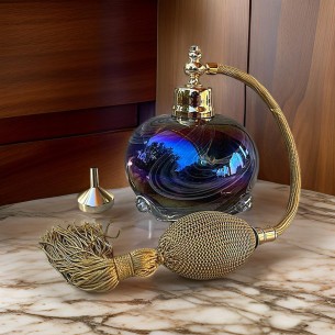 Vaporisateur de parfum poire artisanal en cristal arc en ciel socle bleuté 2