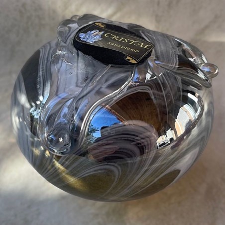 Vaporisateur de parfum poire artisanal en cristal arc en ciel socle rosé envers