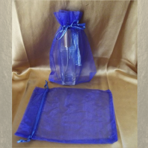 Pochettes cadeaux,  sac en organza 22 x 16,5 cm bleu grande contenance  - 1