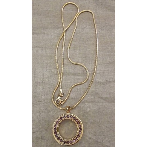 Collier artisanal Pendentif fiole Mémorial, fiole à parfum précieux orné de strass SWAROVSKI ELEMENTS LILAC SHADOW or entier