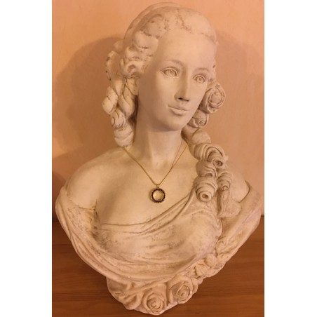 Collier artisanal Pendentif fiole Mémorial, fiole à parfum précieux orné de strass CRISTAL AUTRICHIEN scarabaeus green  or buste