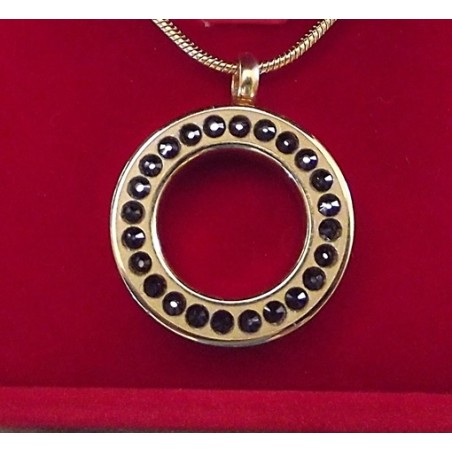 Collier artisanal Pendentif fiole Mémorial, fiole à parfum précieux orné de strass CRISTAL DE LUXE cosmojet or gros plan