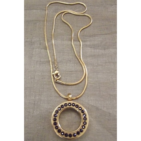 Collier artisanal Pendentif fiole Mémorial, fiole à parfum précieux orné de strass CRISTAL DE LUXE cosmojet or long