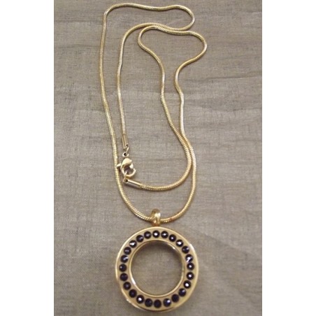 Collier artisanal Pendentif fiole Mémorial, fiole à parfum précieux orné de strass CRISTAL DE LUXE cosmojet or long