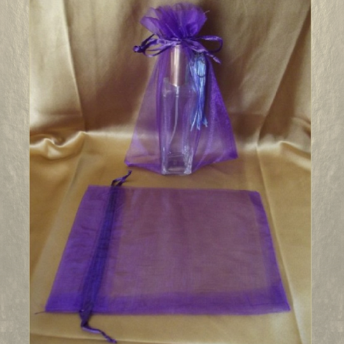 Pochette cadeaux,  sac en organza 22 x 16,5 cm violet parme grande contenance  - 1