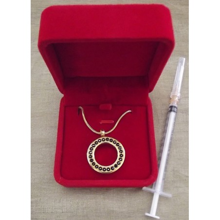 Collier artisanal Pendentif fiole Mémorial, fiole à parfum précieux orné de strass CRISTAL DE LUXE cosmojet or dans écrin