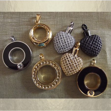 Collier Pendentif fiole Mémorial, fiole à parfum précieux CRISTAL DE LUXE artisanal cœur or dans écrin  base