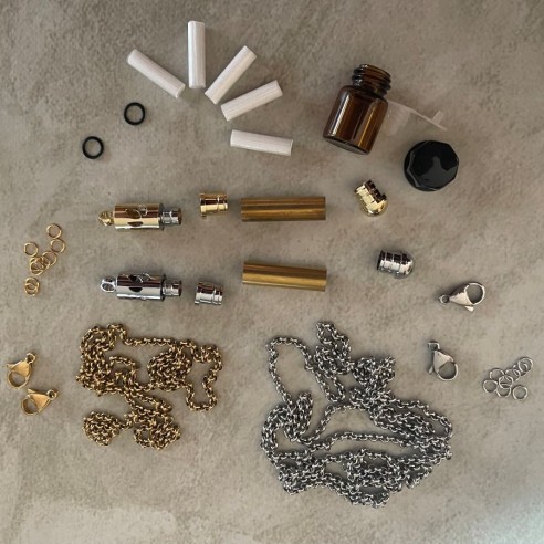 Collier pendentif diffuseur de parfum plaqué or 24k et chrome Kit