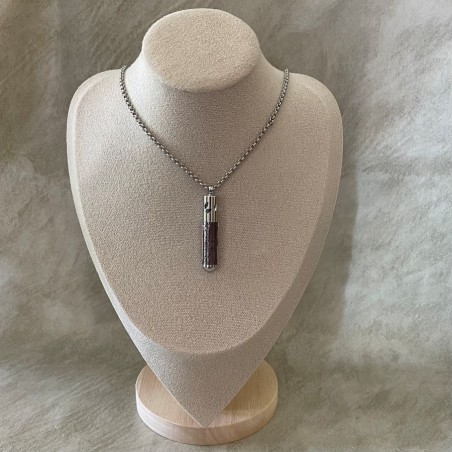 Collier pendentif diffuseur de parfum cuir et Chrome artisanal