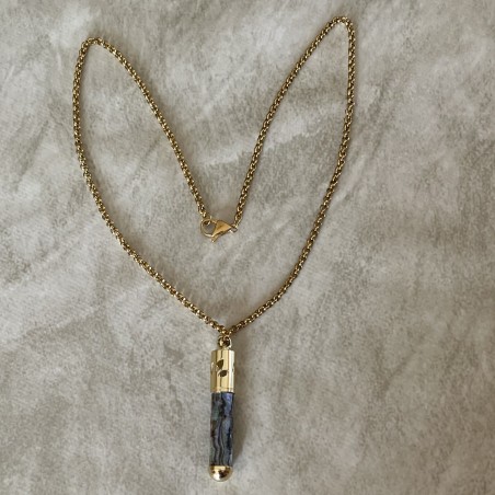 Collier pendentif diffuseur de parfum nacre et plaqué or artisanal Marque Au pays des senteurs