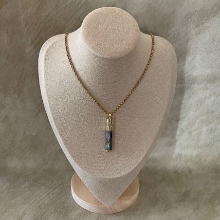 Collier pendentif diffuseur de parfum nacre et plaqué or artisanal artisanal
