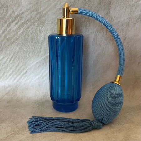 Vaporisateur de parfum poire, vide et rechargeable modèle verre bleu rétro 70 ml