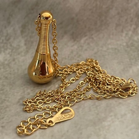 Fiole / bouteille / flacon pendentif de parfum acier inoxydable 316L or jaune