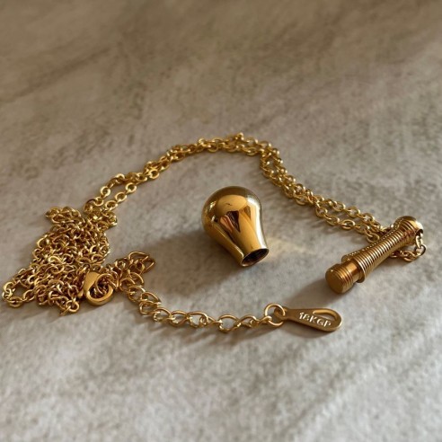 Fiole / bouteille / flacon pendentif de parfum acier inoxydable 316L or jaune ouvert