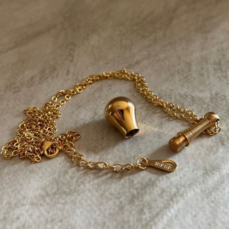 Fiole / bouteille / flacon pendentif de parfum acier inoxydable 316L or jaune ouvert