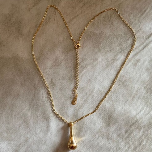Fiole / bouteille / flacon pendentif de parfum acier inoxydable 316L or jaune avec chaine plaqué or