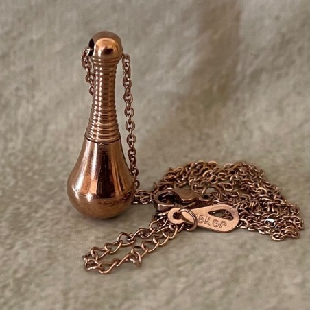 Fiole / bouteille / flacon pendentif de parfum acier inoxydable 316L or rose avec chaine plaqué or
