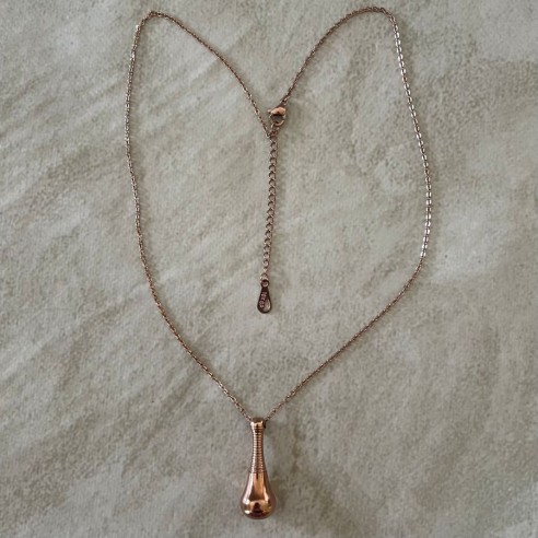 Fiole / bouteille / flacon pendentif de parfum acier inoxydable 316L or rose avec chaine plaqué or en grand