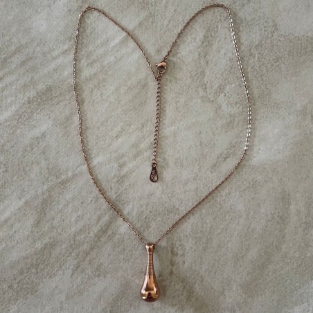 Fiole / bouteille / flacon pendentif de parfum acier inoxydable 316L or rose avec chaine plaqué or en grand