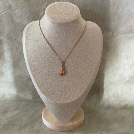 Fiole / bouteille / flacon pendentif de parfum acier inoxydable 316L or rose avec chaine plaqué or porté