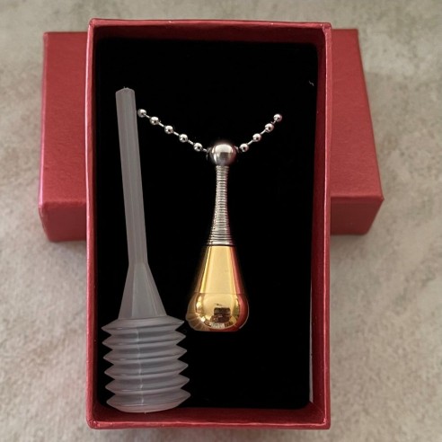 Fiole / bouteille / flacon pendentif de parfum Acier inoxydable 316L or argent dans écrin