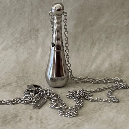 Fiole / bouteille / flacon pendentif  diffuseur de parfum Acier inoxydable 316L argent