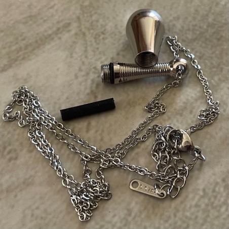 Fiole / bouteille / flacon pendentif  diffuseur de parfum Acier inoxydable 316L argent ouvert