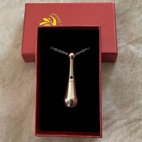 Fiole / bouteille / flacon pendentif  diffuseur de parfum Acier inoxydable 316L argent dans écrin Fiole / bouteille / flacon pendentif  diffuseur de parfum Acier inoxydable 316L argent dans écrin