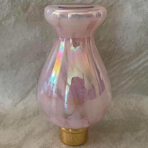 Vaporisateur de parfum poire de luxe en verre artisanal nacré rose vide et rechargeable 130ml envers