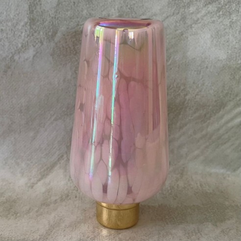 Vaporisateur de parfum poire de luxe en verre artisanal nacré rose vide et rechargeable envers 155ml