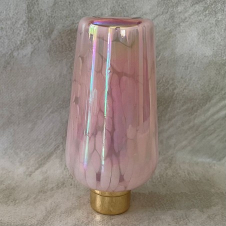 Vaporisateur de parfum poire de luxe en verre artisanal nacré rose vide et rechargeable envers 155ml