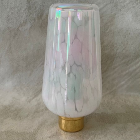 Vaporisateur de parfum poire de luxe en verre artisanal nacré blanc vide et rechargeable 155ml envers